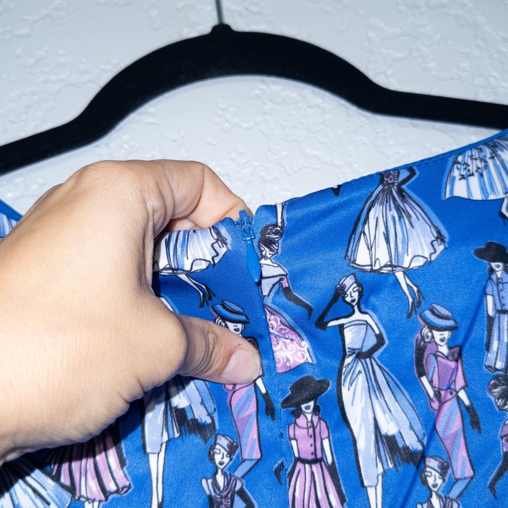 New Lindy Bop Blue Darcy 1940's Ladies‎ Fit & Flare Dress Size 6 - Picture 7 of 7